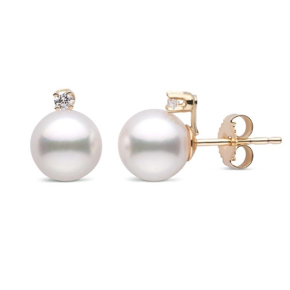 Pearl and diamond studs